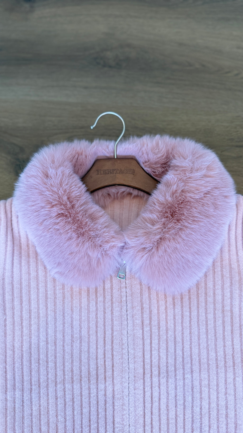Beautiful Zip-up sweater jacket  with Fur on Collar