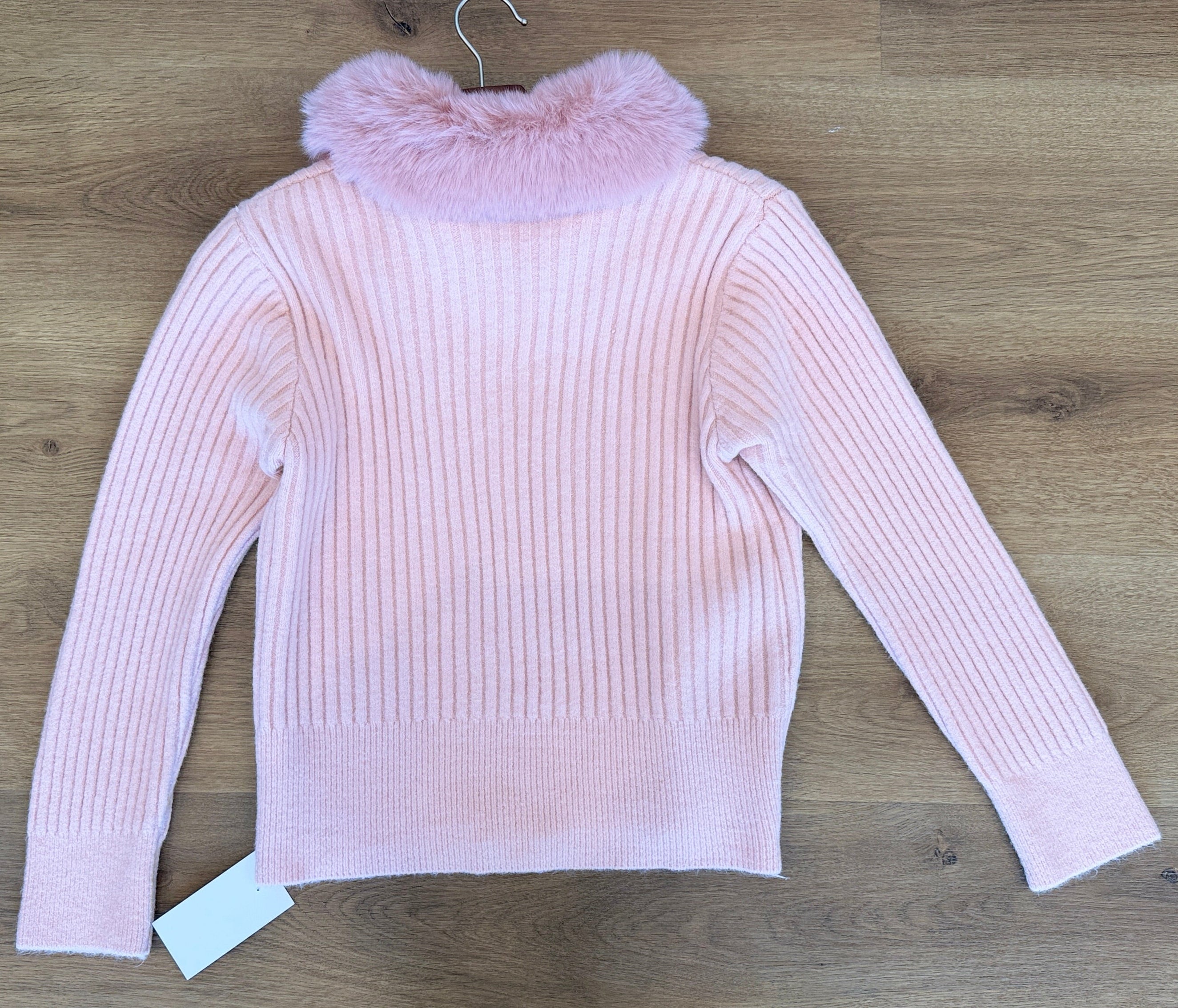 Beautiful Zip-up sweater jacket  with Fur on Collar