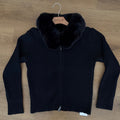 Beautiful Zip-up sweater jacket  with Fur on Collar